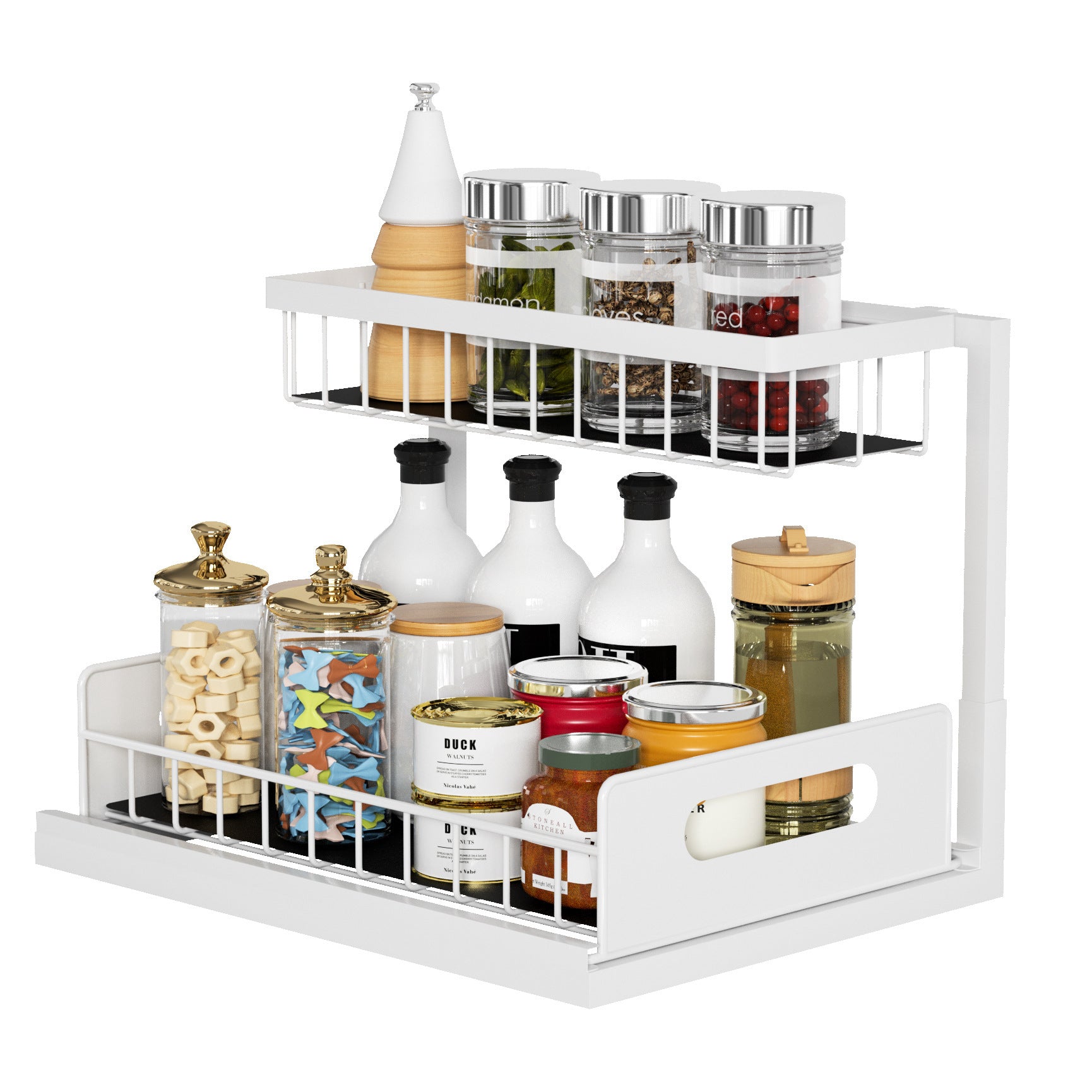 Kitchen Under Sink Pull-out Spice Storage Tiered Rack - DOGNORGAL