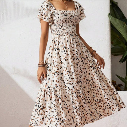 Summer Print Halter Ruffle Dress For Women