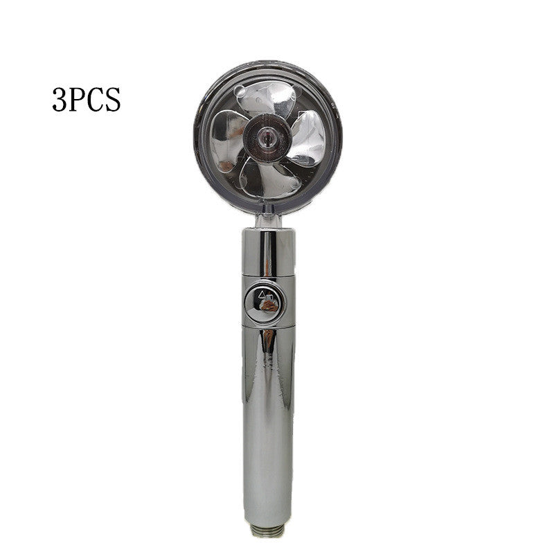 Propeller Driven Shower Head With Stop Button And Cotton Filter Turbocharged High Pressure Handheld Shower Nozzle - DOGNORGAL