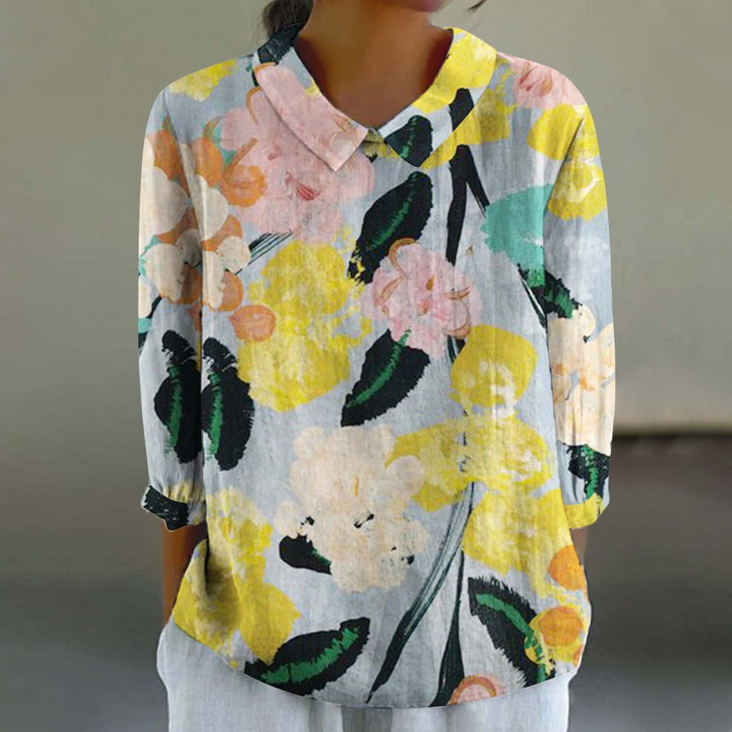 Creative Retro Chinese Style Floral Print Shirt