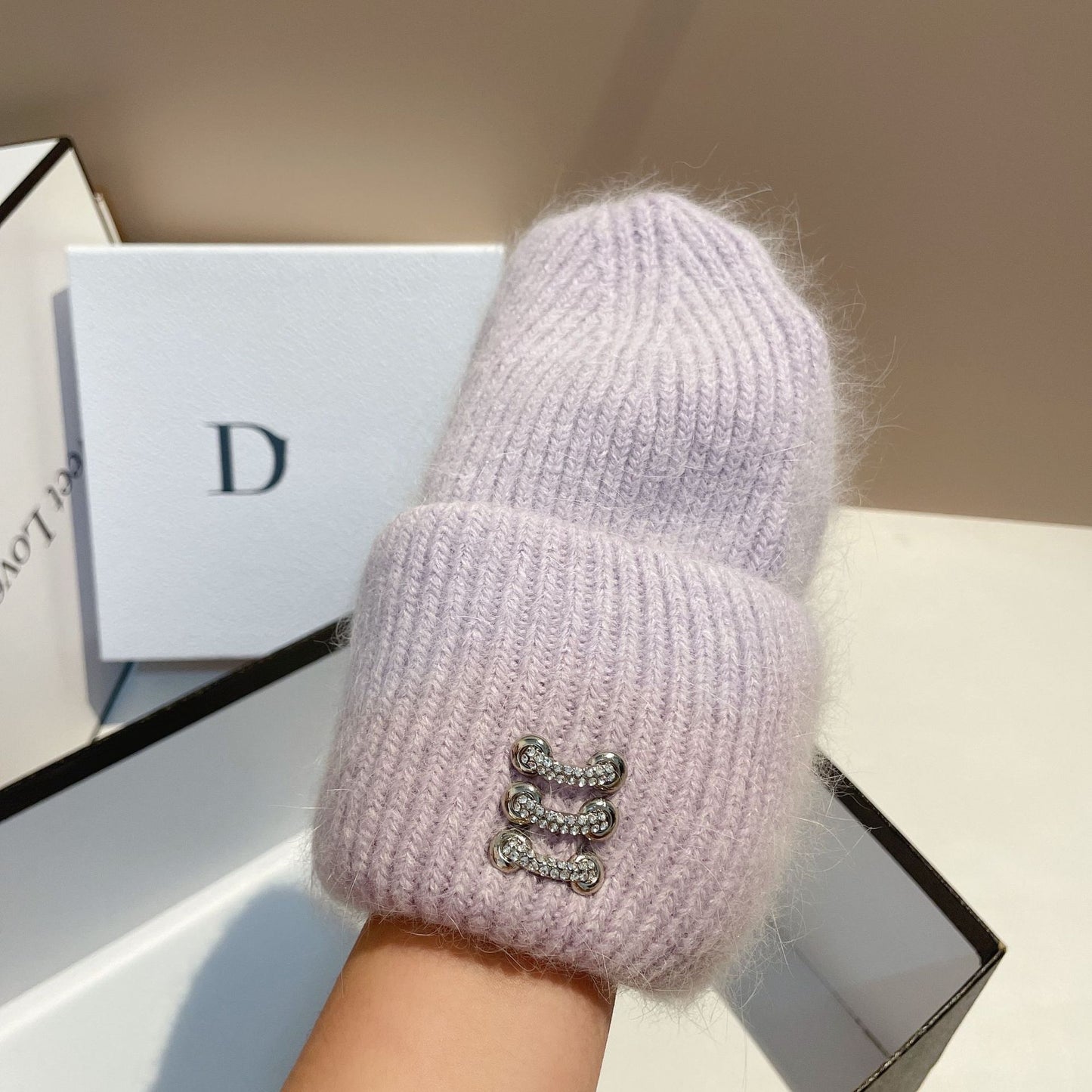 Winter New Buckle Rabbit Fur Knitted Hat - DOGNORGAL