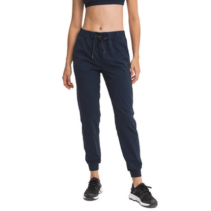 Simple Straight Sports And Leisure Elastic Ankle-tied Cropped Pants - DOGNORGAL