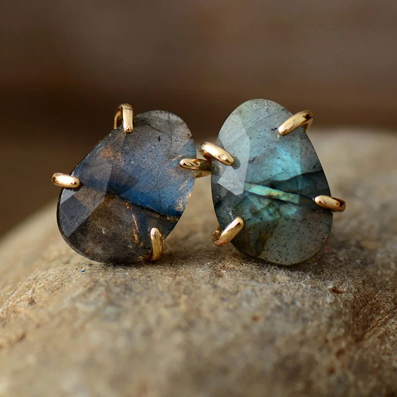 New Luxury Women Earrings Unique Labradorite Lady Bold Fashion Stud Earring Costume Jewelry Bijoux Wholesale - DOGNORGAL