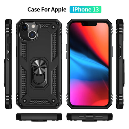 iPhone 13  Case With Kickstand, Heavy Duty Military Grade Protection Phone Case, Built-In 360° Rotate Ring Stand, Shockp - DOGNORGAL