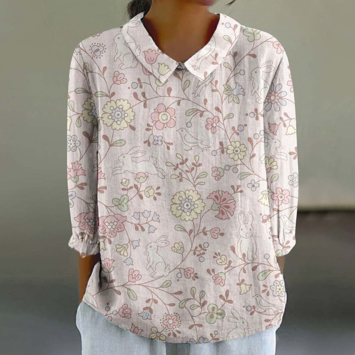 Creative Retro Chinese Style Floral Print Shirt