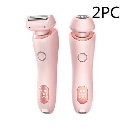 2 In 1 Hair Removal Epilator USB Rechargeable Trimmer Women Body Razor Face Leg Armpit Bikini Hand Pubic Shaver Hair Remover - DOGNORGAL