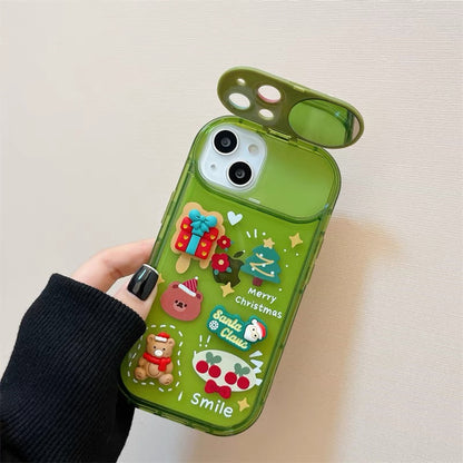 Xmas Santa Claus Cute Elk Hat Pendant Flip Christmas Phone Case For I Phone 15 14 13 12 11 Pro Max Pro Silicone Protection Cover - DOGNORGAL