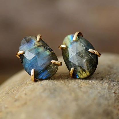 New Luxury Women Earrings Unique Labradorite Lady Bold Fashion Stud Earring Costume Jewelry Bijoux Wholesale - DOGNORGAL