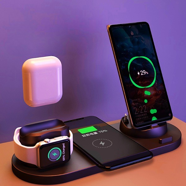 Wireless Charger For IPhone Fast Charger For Phone Fast Charging Pad For Phone Watch 6 In 1 Charging Dock Station - DOGNORGAL